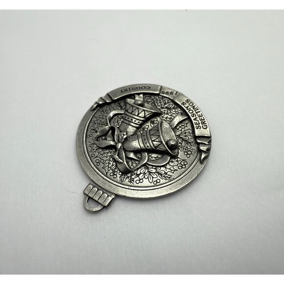 Country Store 1996 Pewter Christmas Ornament Bells Season's Greetings - Picture 2 of 8